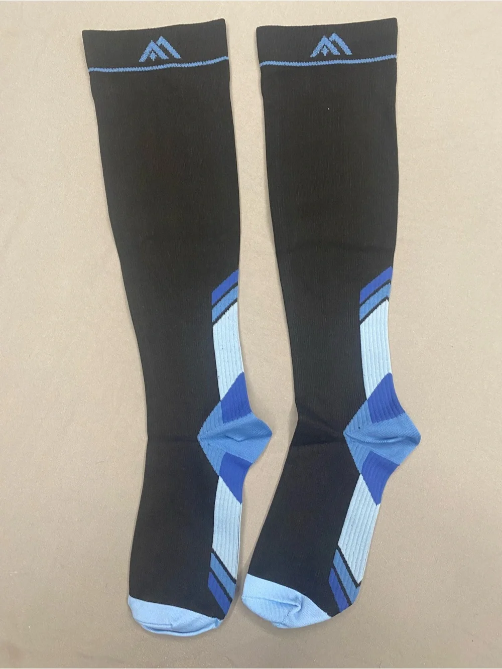Men's Compression Socks - Black with Blue Accents